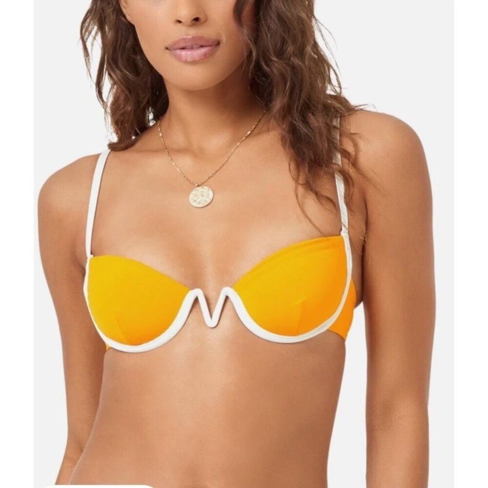 L Space Bikini Top Women's Mango & Cream Nico Underwire Size Small